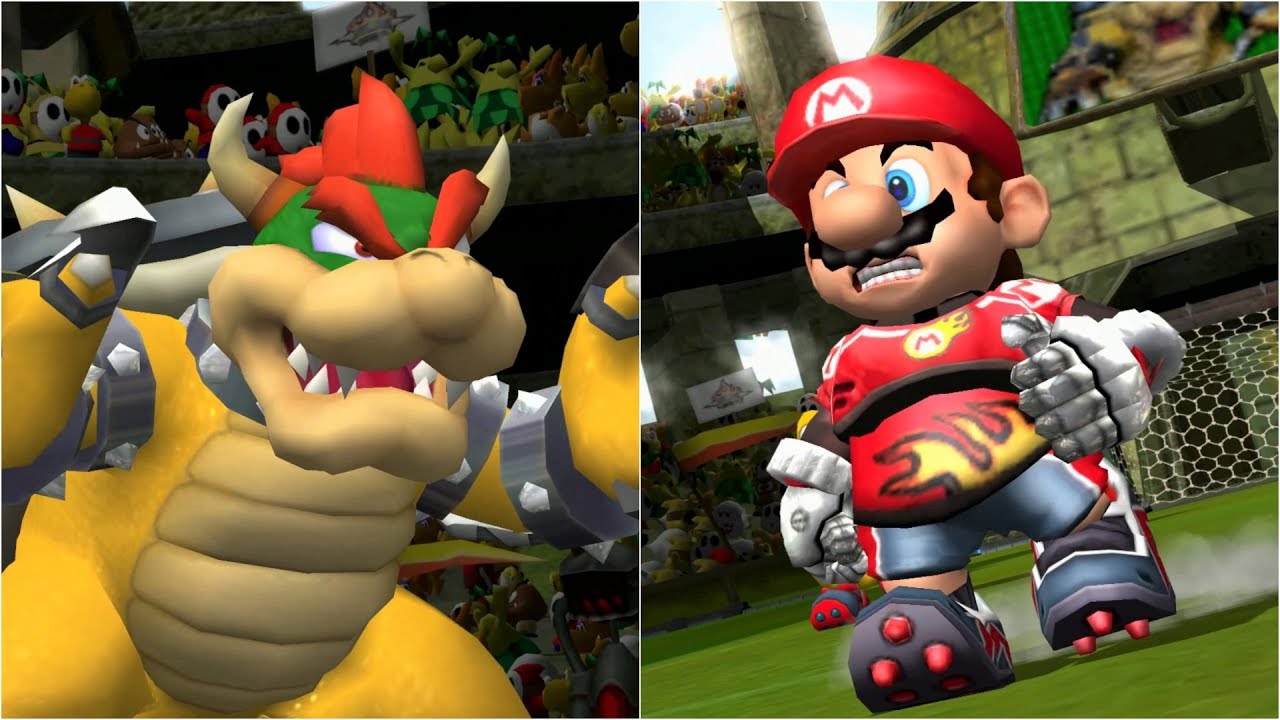Mario Strikers Charged - Bowser vs Mario - Wii Gameplay (4K60fps)