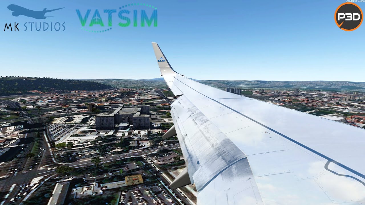 P3D V5 HD | Overflying Lisbon City on approach into Lisbon (LPPT) | KLM B738