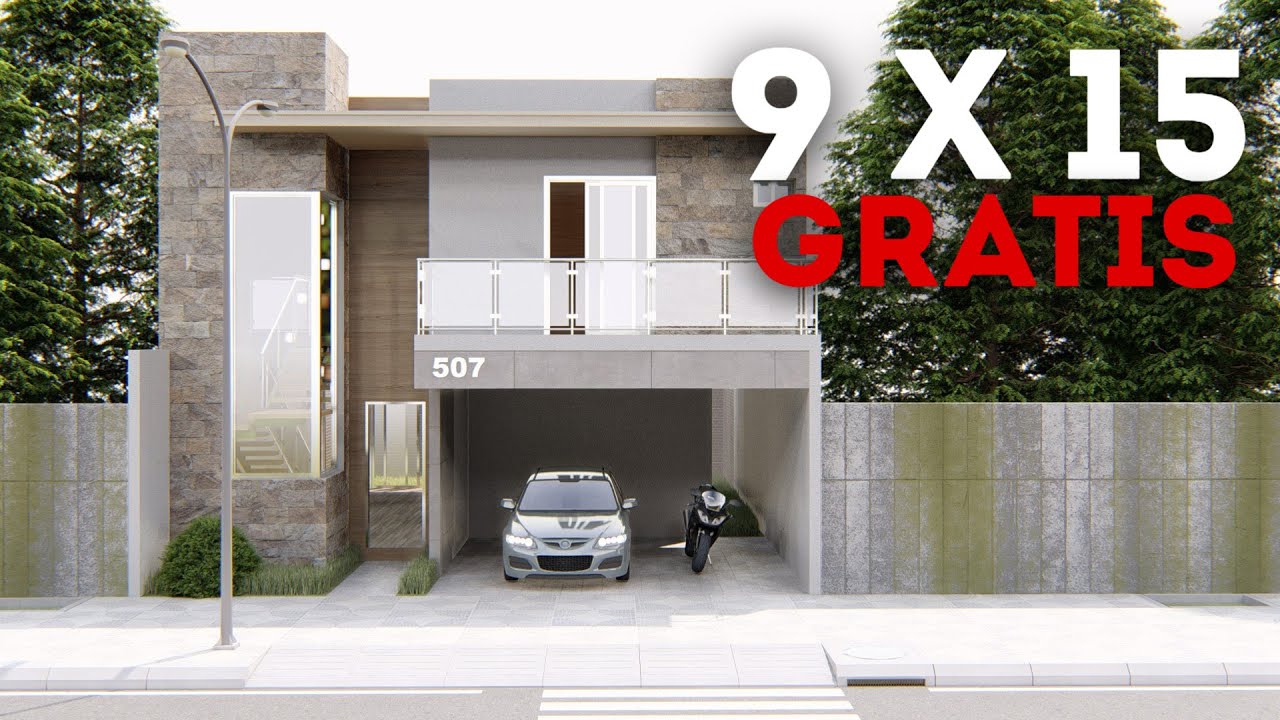 PLANO DE CASA DE 9 X 15 METROS GRATIS / HOUSE PLANS 9 X 15 METERS FREE