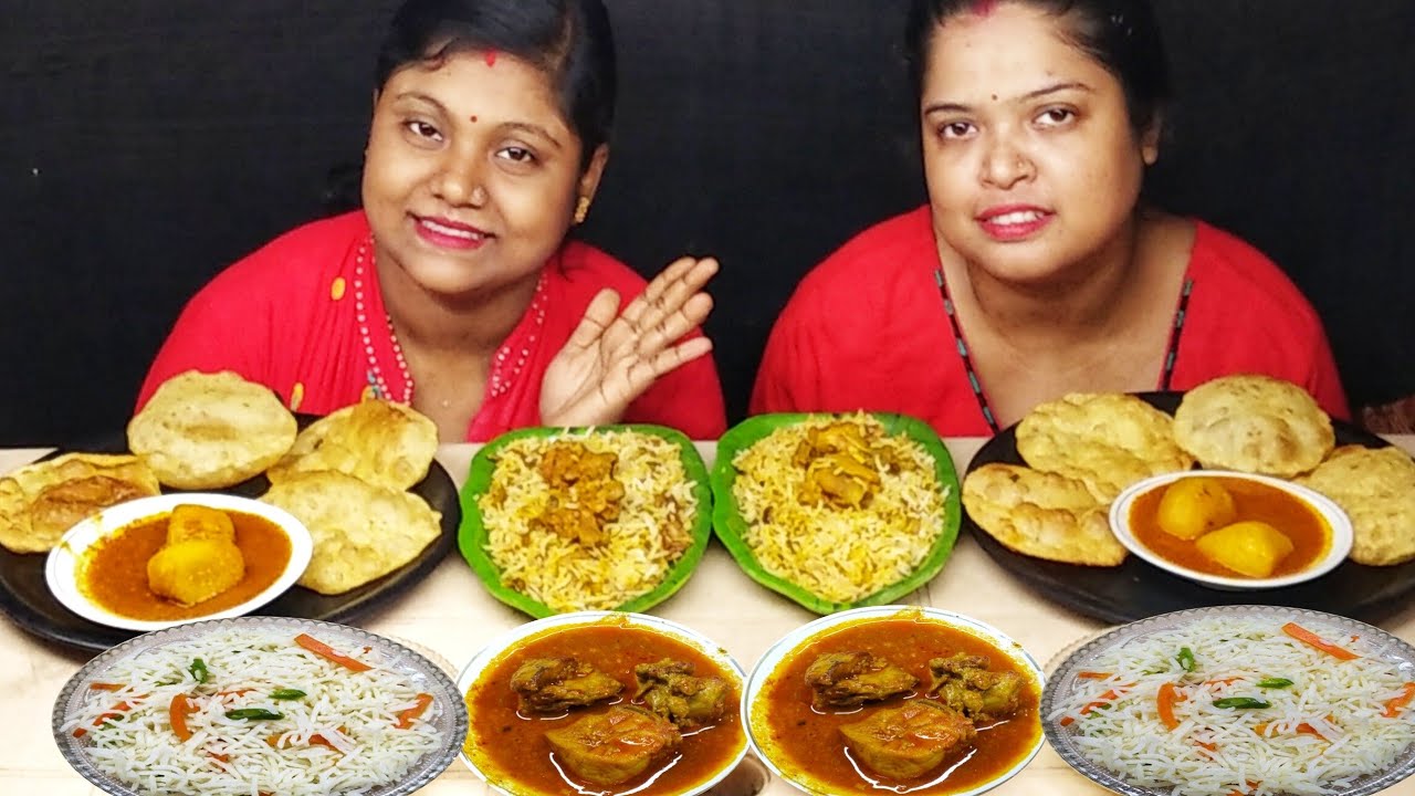 MURGIR LAL LAL JHOL SATHE LUCHI BIRYANI FRIED RICE JOMIYE KHELAM // food family & more