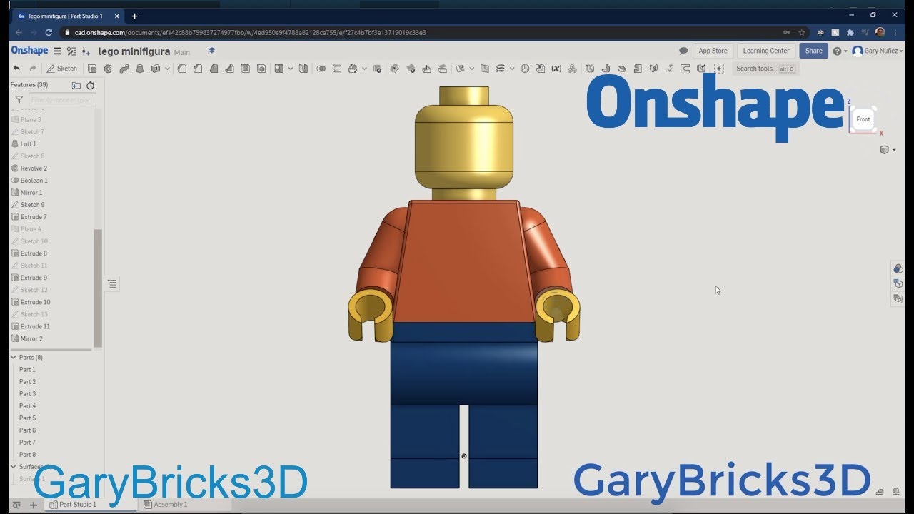 Onshape - Lego Minifigure - Timelapse