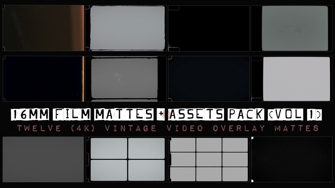 16mm Film Mattes + Assets Pack 4K - 12 Video Overlays