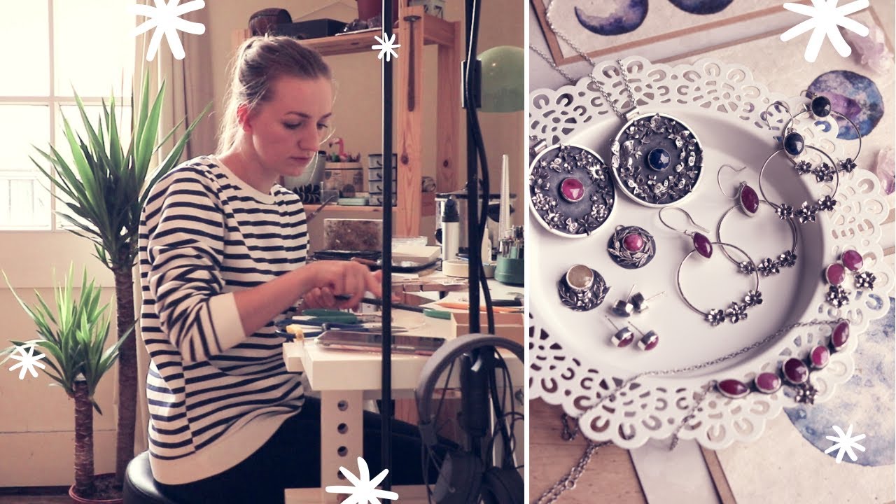 Making jewelry collection and taking photos - Etsy shop update. Day in the studio
