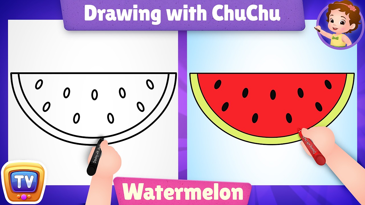 How to Draw a Watermelon? - Drawing with ChuChu - ChuChu TV Drawing for Kids Easy Step by Step