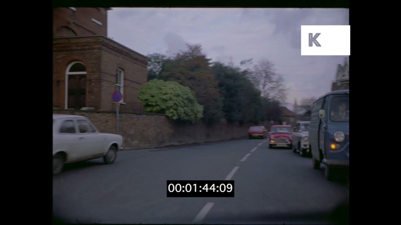 Early 1970s UK, POV Driving Through Datchet Village, 35mm