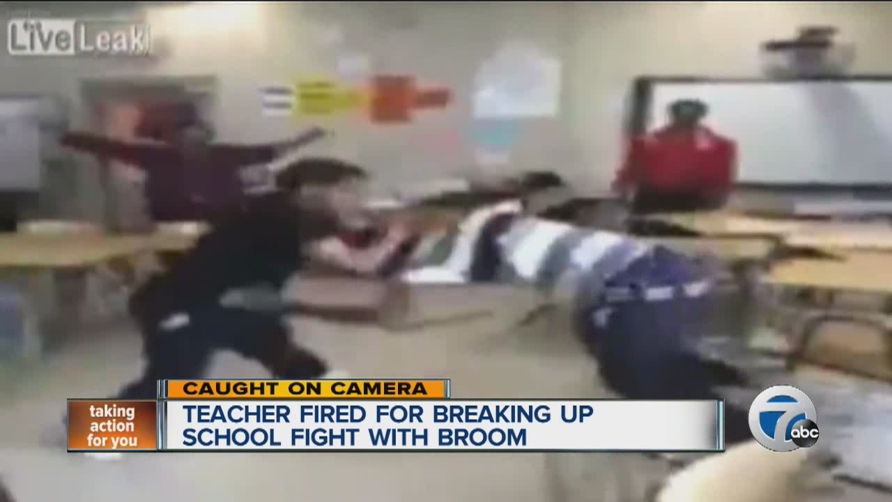 Teacher fired for breaking up school fight with broom