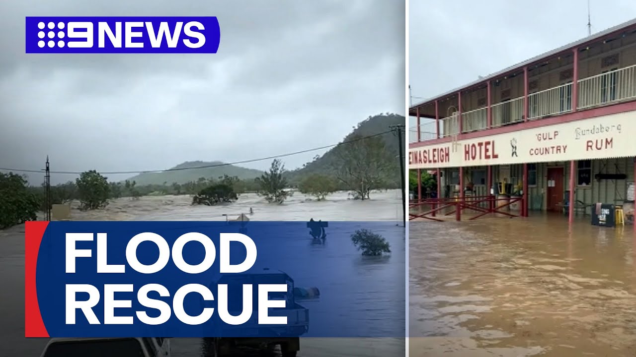Overnight downpour sparks flood emergency in rural Queensland town | 9 News Australia