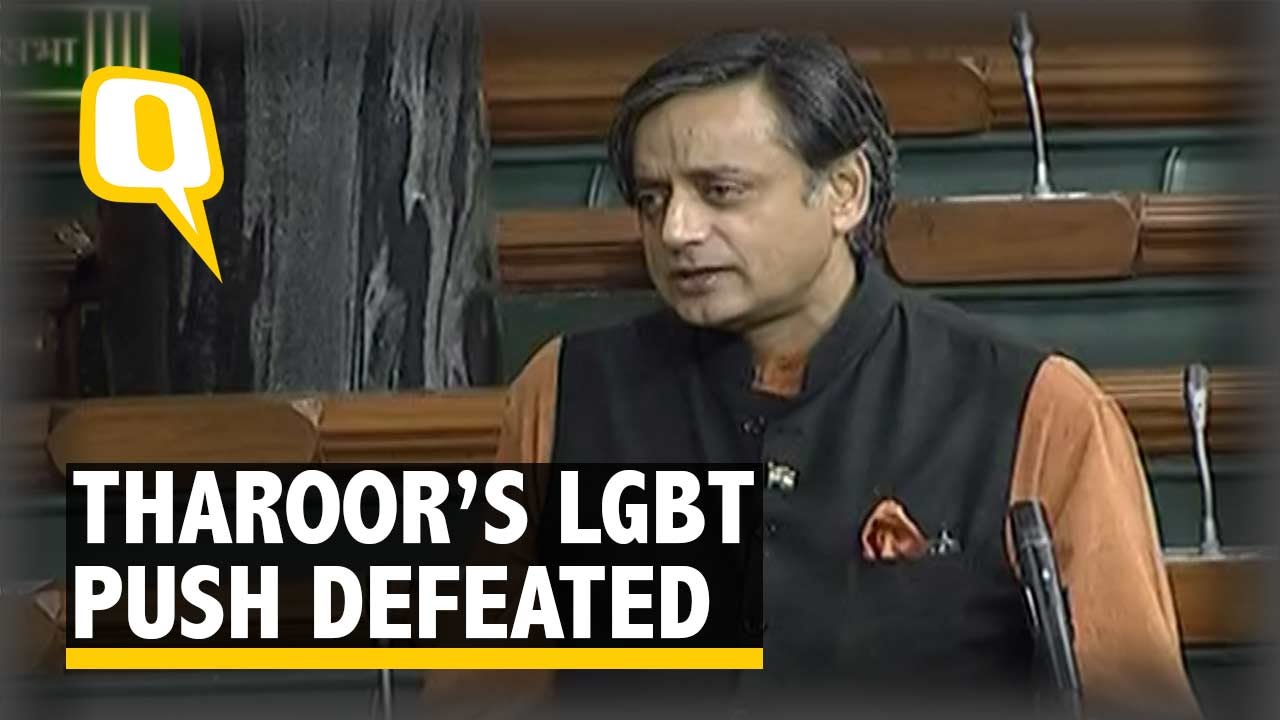 Tharoor’s Bill to Decriminalise Homosexuality Defeated in LS