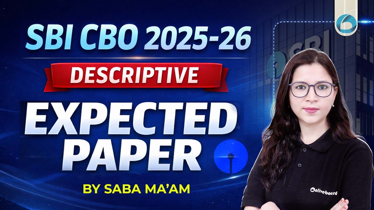 SBI CBO English Expected Paper 2025-26 | Most Important Questions | by Saba Ma'am