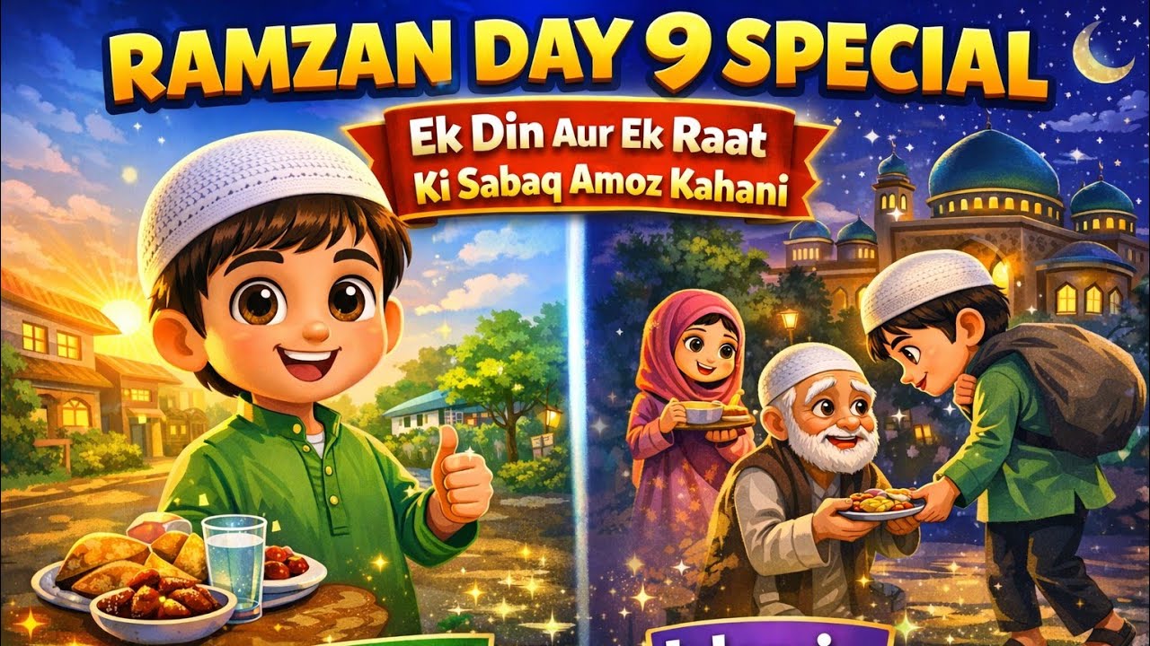 Ramzan Day 9 Special | Ek Din Aur Ek Raat Ki Sabaq Amoz Kahani | Islamic Cartoon for Kids