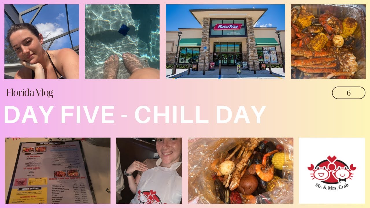 Day 5 Florida Vlog🌴 Pool Day, RaceTrac Snacks & Seafood Boil at Mr. & Mrs. Crab! 🦀