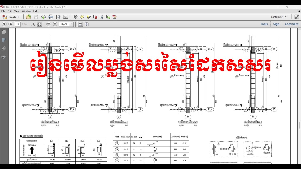 រៀនមើលប្លង់សរសៃដែកសសរ | រៀនមើលប្លង់