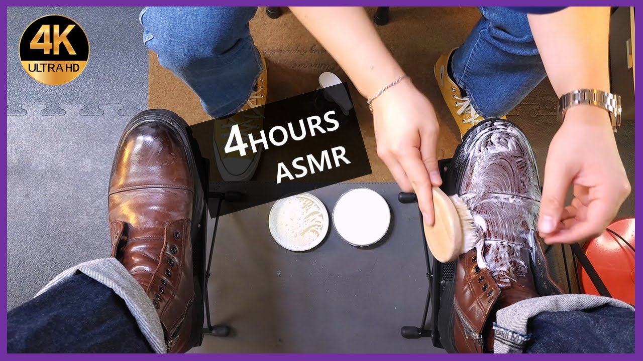 Fall Asleep Faster with the Most Relaxing 4Hour Shoe Shine ASMR! 가장 편안한 4시간 구두닦이 ASMR으로 더 빨리 잠드세요!
