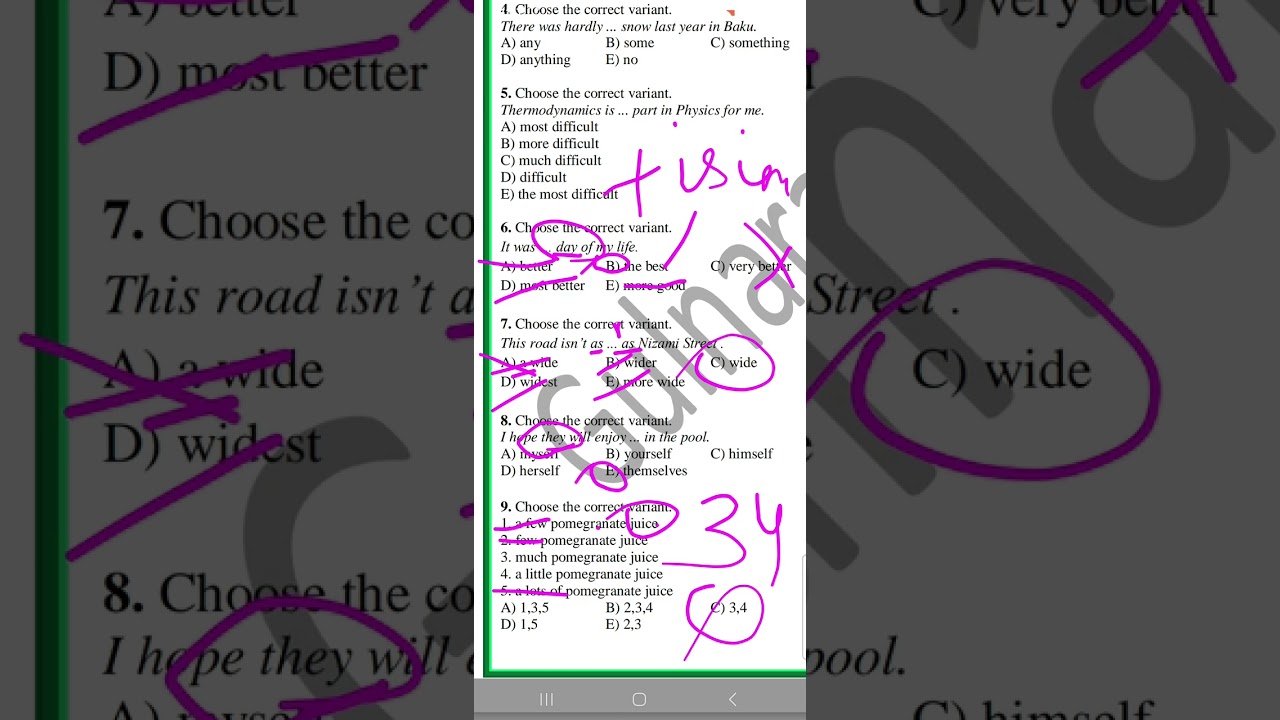 Gulnare Umudova Suretli Tekrar  Test 2(noun, quantifiers, article, adjective, pronoun)