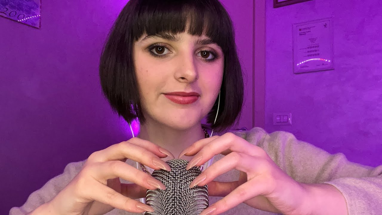 ASMR Mic Triggers with Long Nails💅 (mic scratching + mouth sounds & sponge on mic)