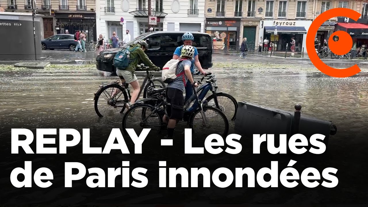 REPLAY – Inondations à Paris suite à l'orage de grêle impressionnant : métro et rues sous les eaux !