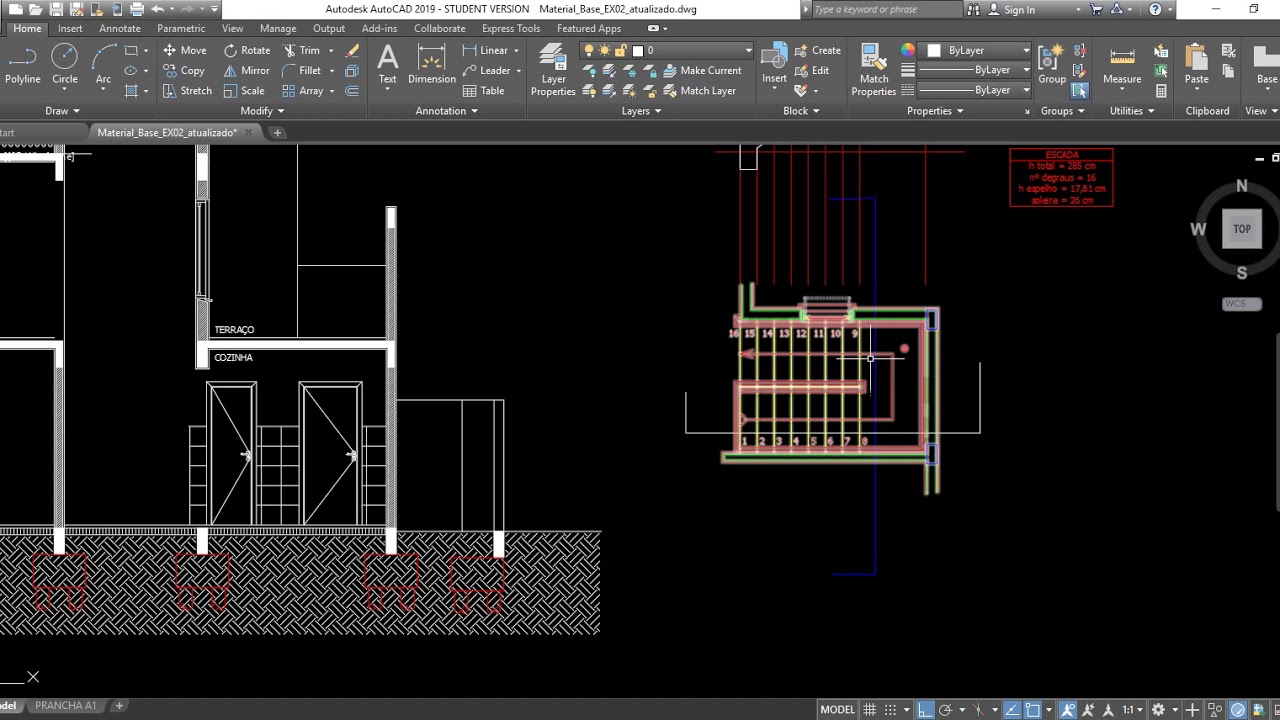 AutoCAD - Projeto Residencial - Aula 12 - Corte (Escada Longitudinal)