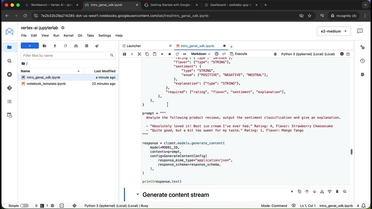 Getting Started with Google Generative AI Using the Gen AI SDK | GSP1209