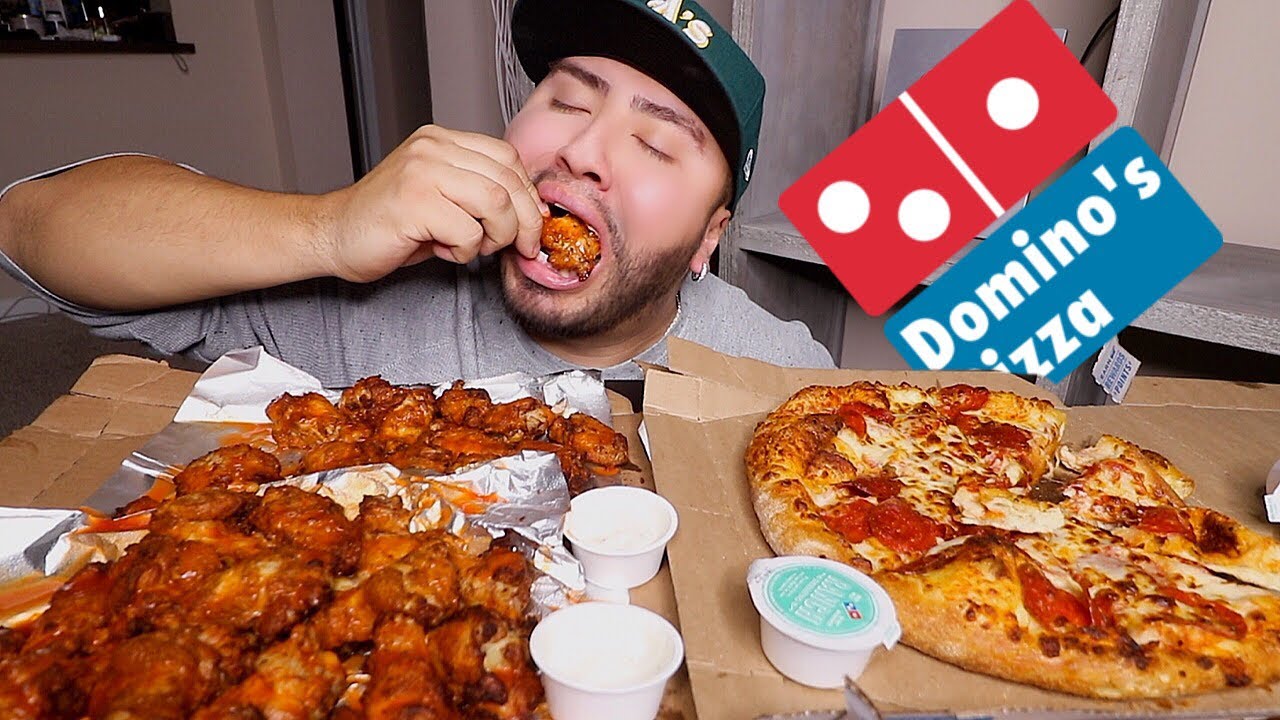 DOMINOS Pizza & Hot Wings MUKBANG