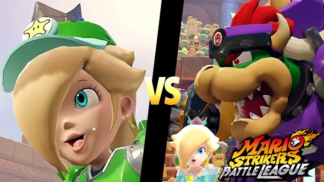 Mario Strikers Battle League Team Rosalina vs Team Bowser in Desert Ruin