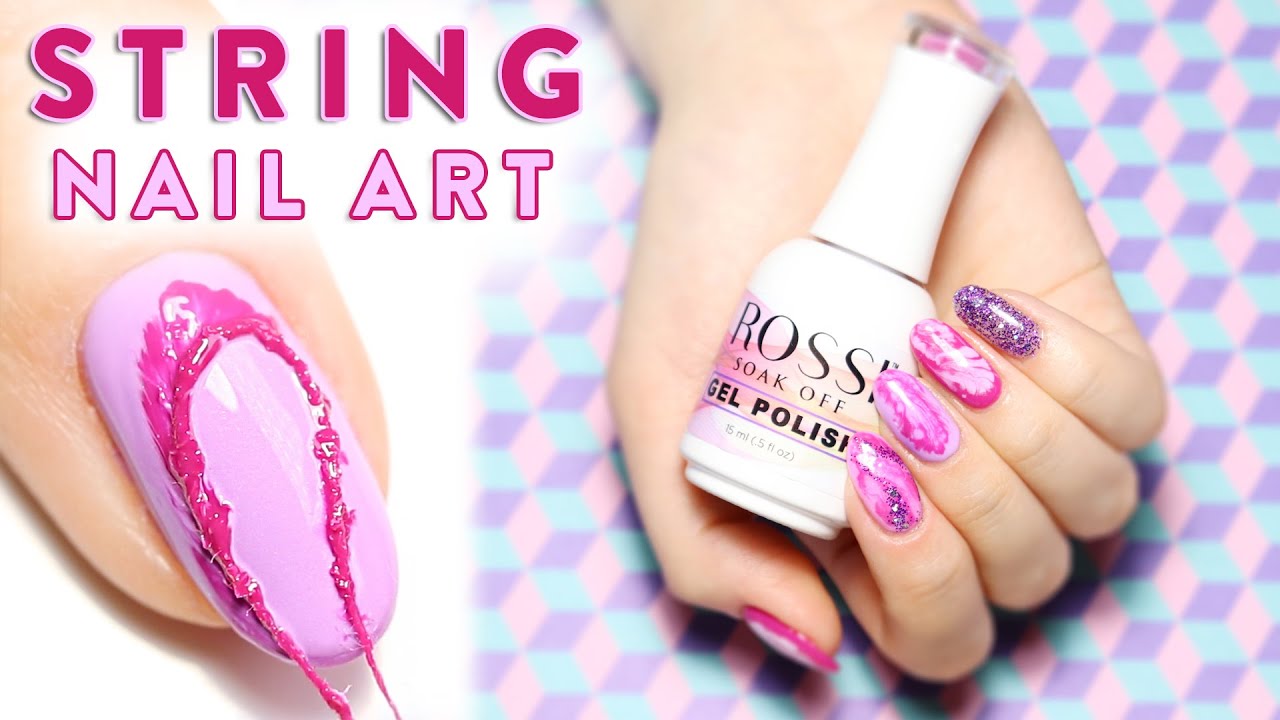 String Pull Nail Art Tutorial with Thread 💅🏼