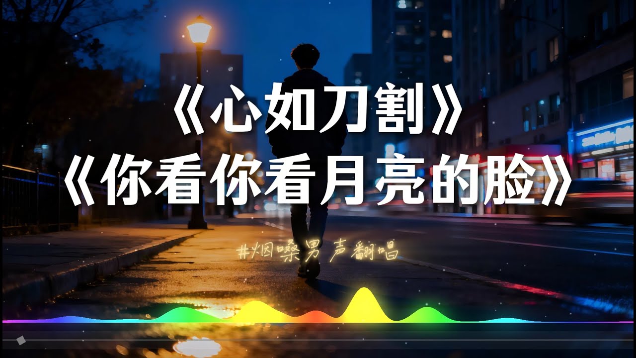 【心如刀割】【你看你看月亮的脸】#大头针 烟嗓男高音翻唱 动态歌词lyrics 情绪拉满#中文歌曲翻唱