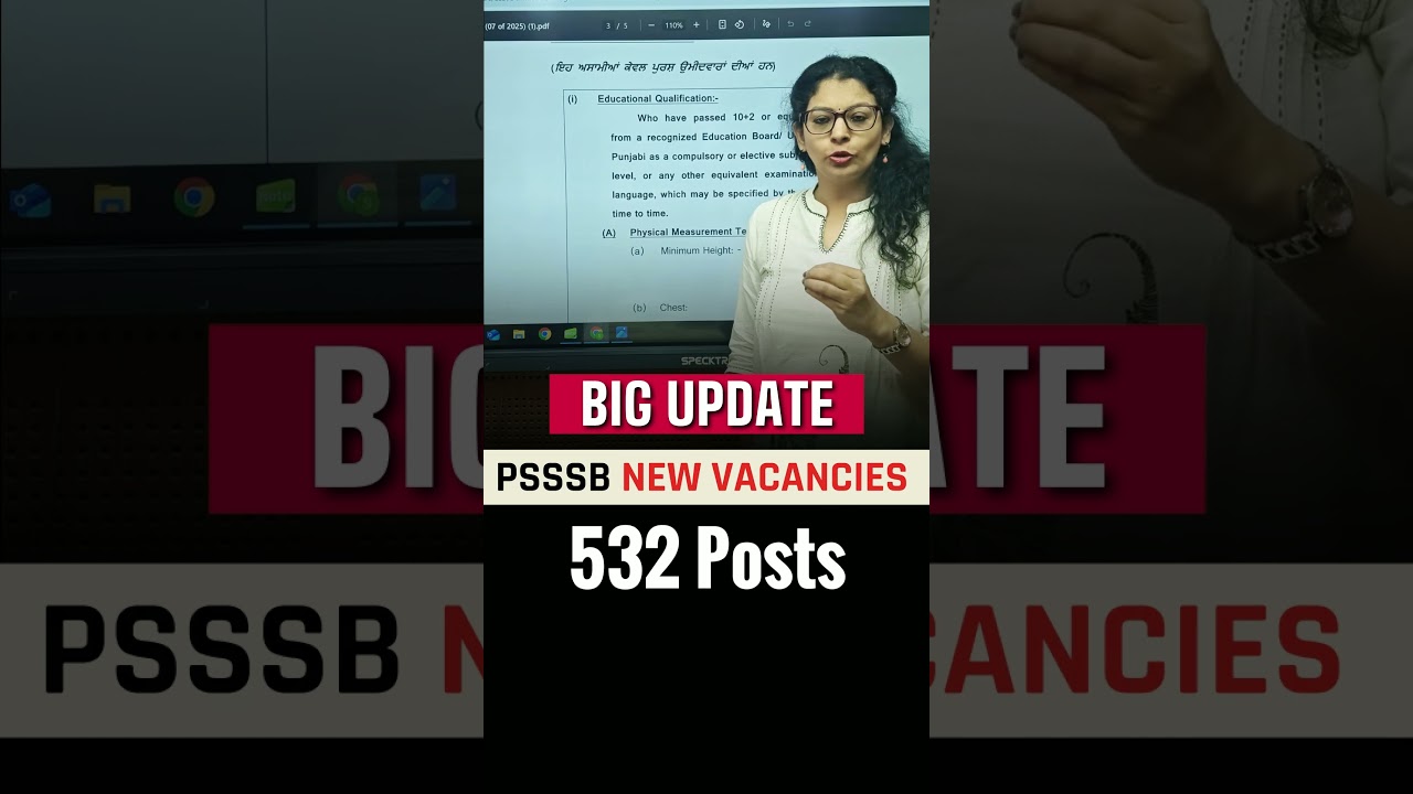 Big Update | PSSSB New Vacancies - 532 Posts | Success Tree Punjab