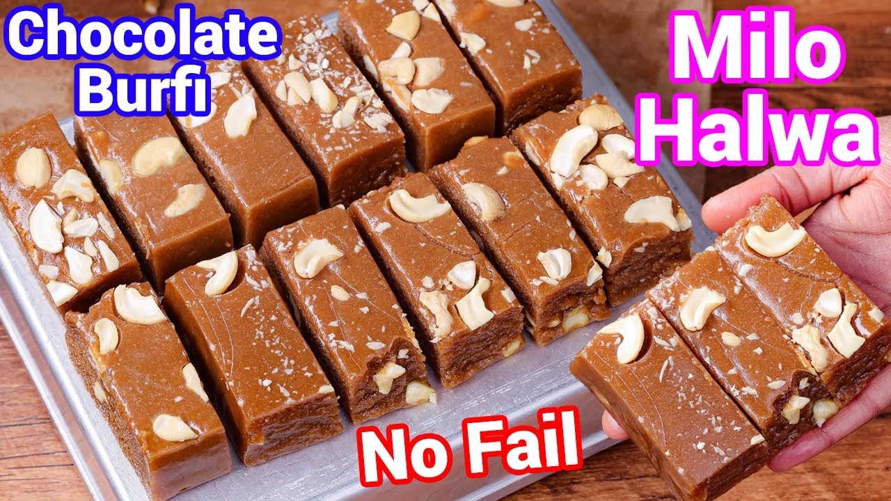 Milo Chocolate Halwa Barfi - Best Kids Friendly Dessert | No Fail Milo Besan Barfi Halwa