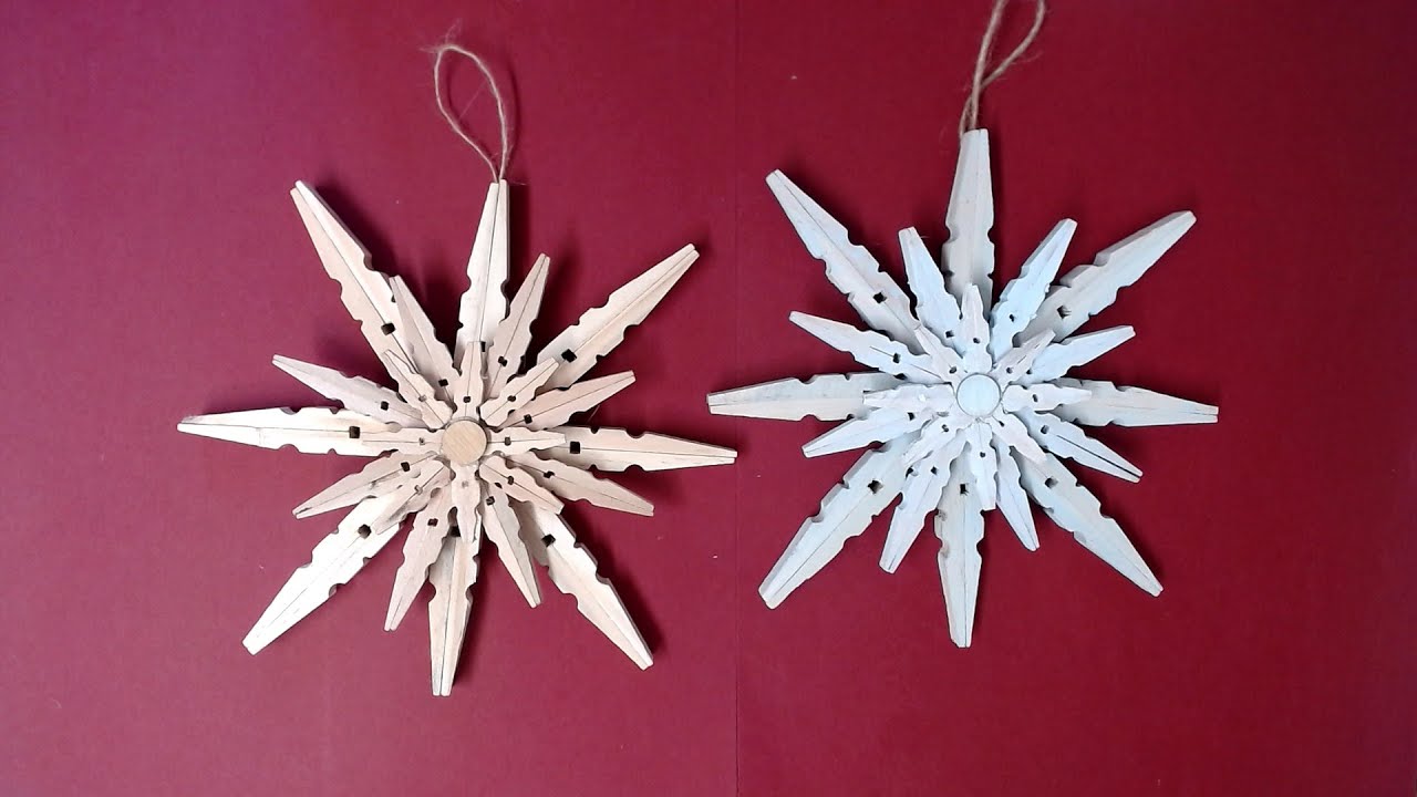 Christas in July Idea #7 Clothespin Snowflakes