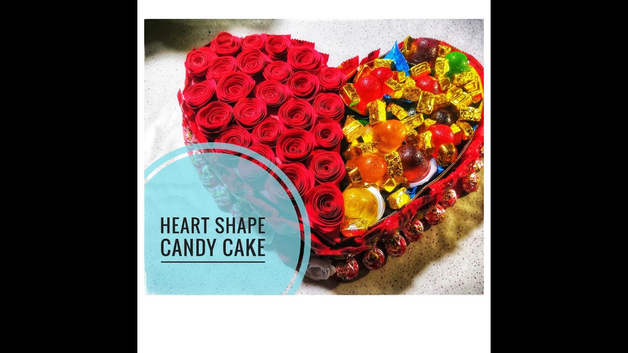 Diy candy cake/ Heart shape /Diy candy crafts/ Cardboard and paper rose crafts /Diy cake tutorials