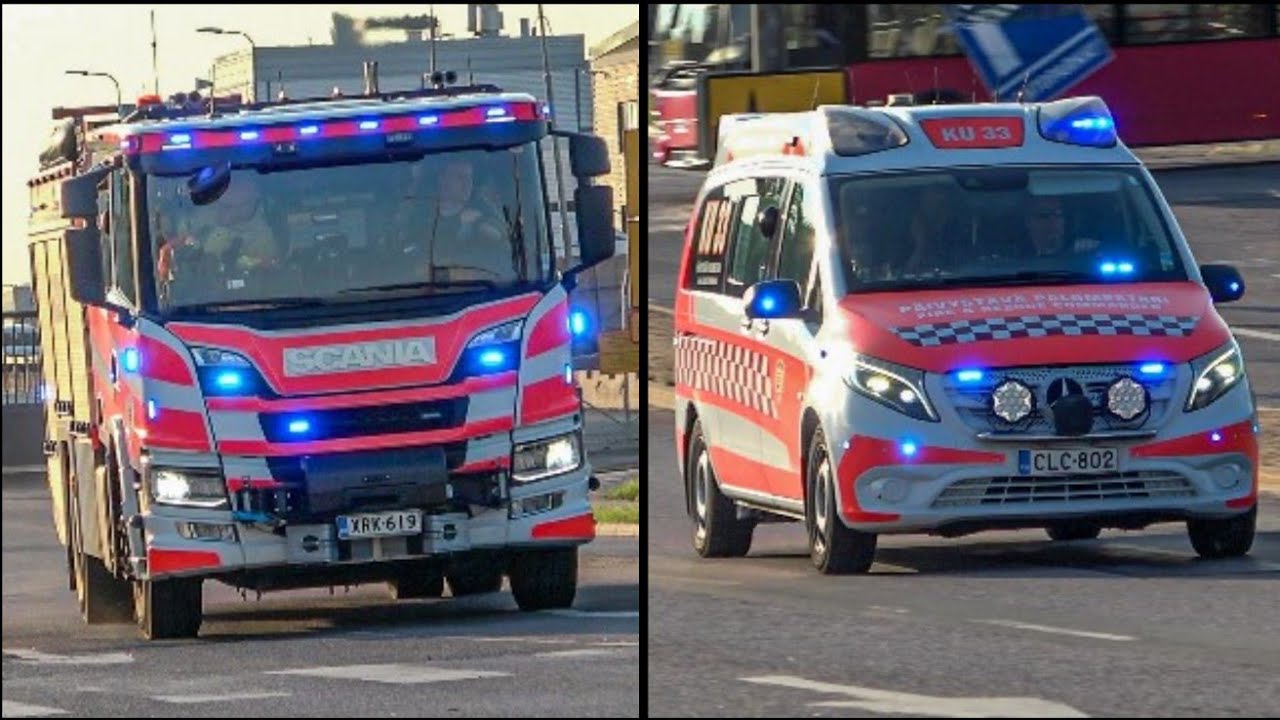 *VANTAA* Fire Trucks & Ambulance Responding to Emergency Calls From Central Rescue Station!
