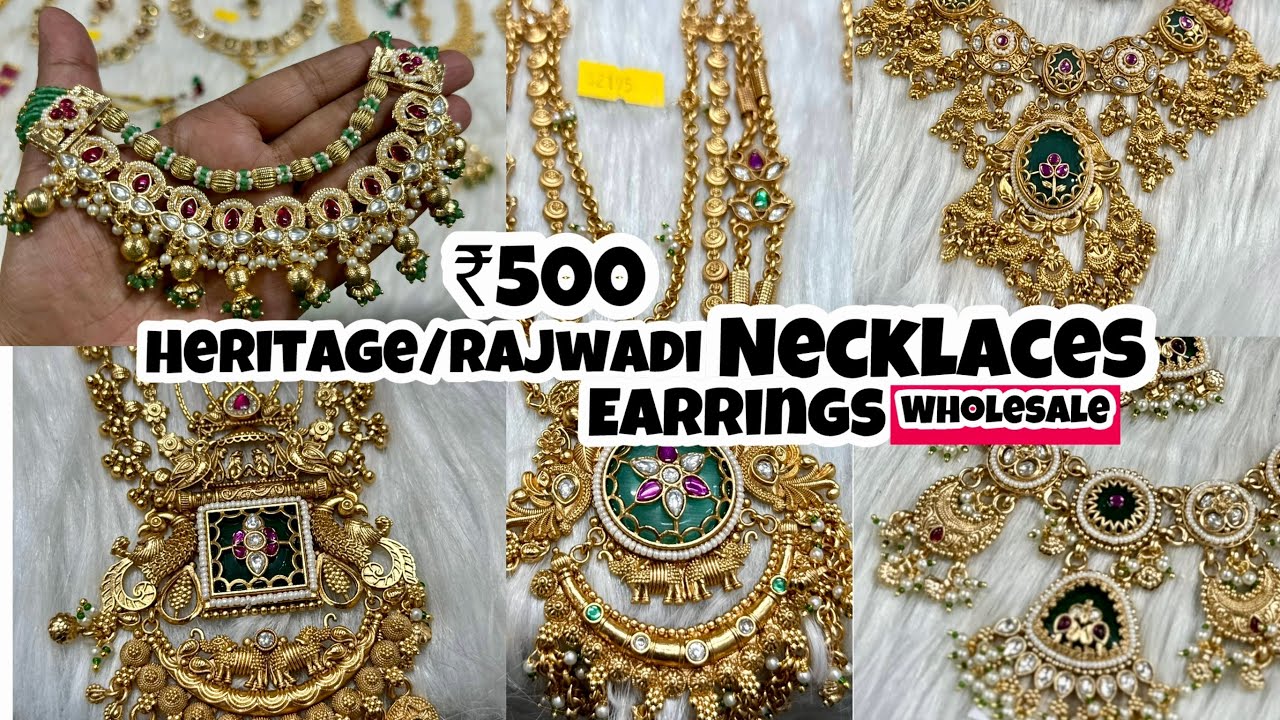 Rajwadi Gold Plated Heritage, Moissanite, Kundan Necklaces |Bridal Jewelry Wholesale Market in Delhi