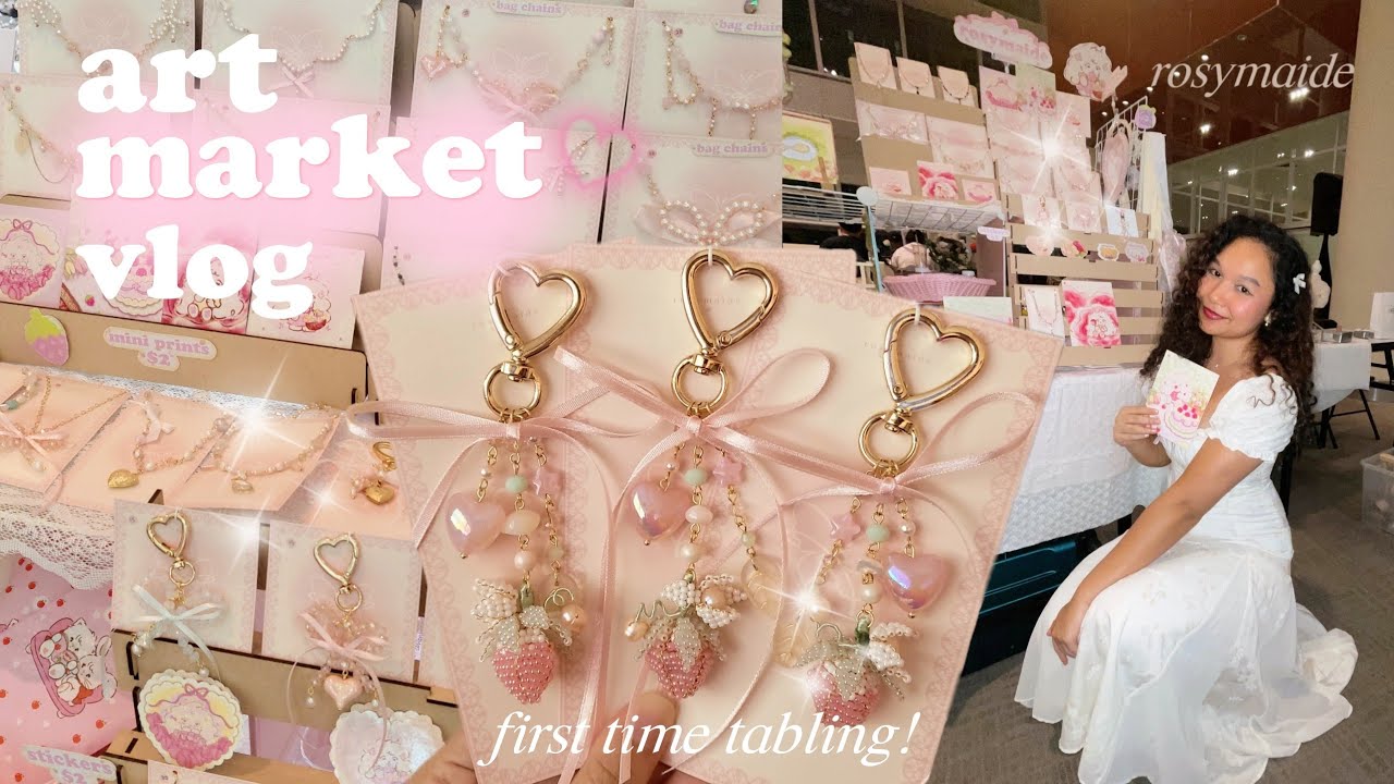 MY FIRST ART MARKET🌸 the full experience + bts market prep | rosymaide