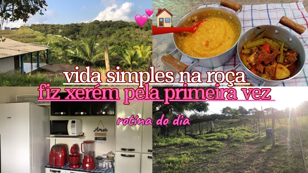 ROTINA DO MEU DIA NA ROÇA | FIZ XERÉM COM CARNE , vida simples na roça 