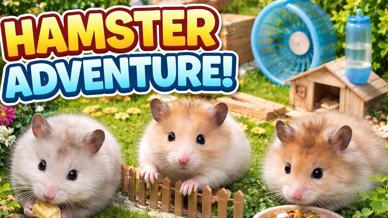 Adorable Hamster Adventure | Playing in the Garden, Running Wheel & Eating