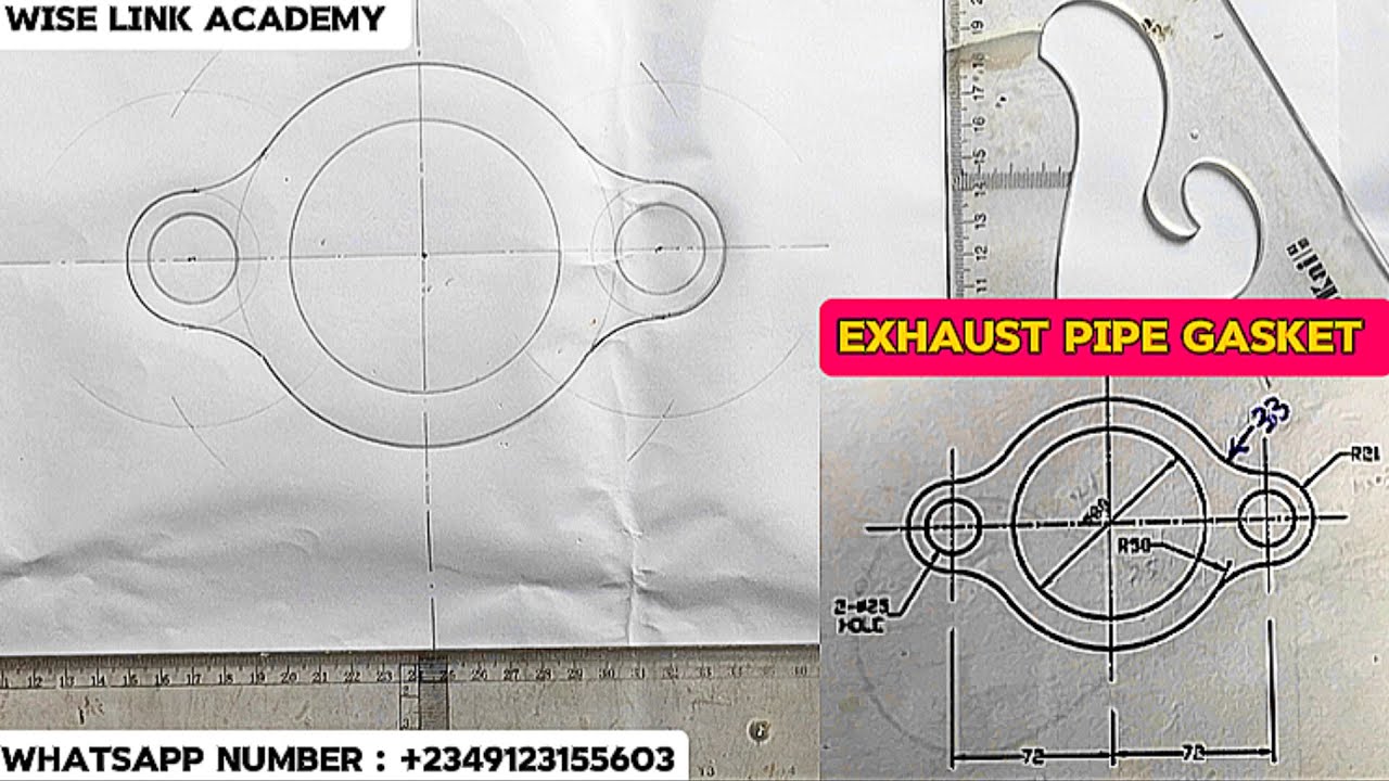 EXHAUST PIPE GASKET (Principle Of Tangency) #wiselinkacademy #tangency#technicaldrawing well explain