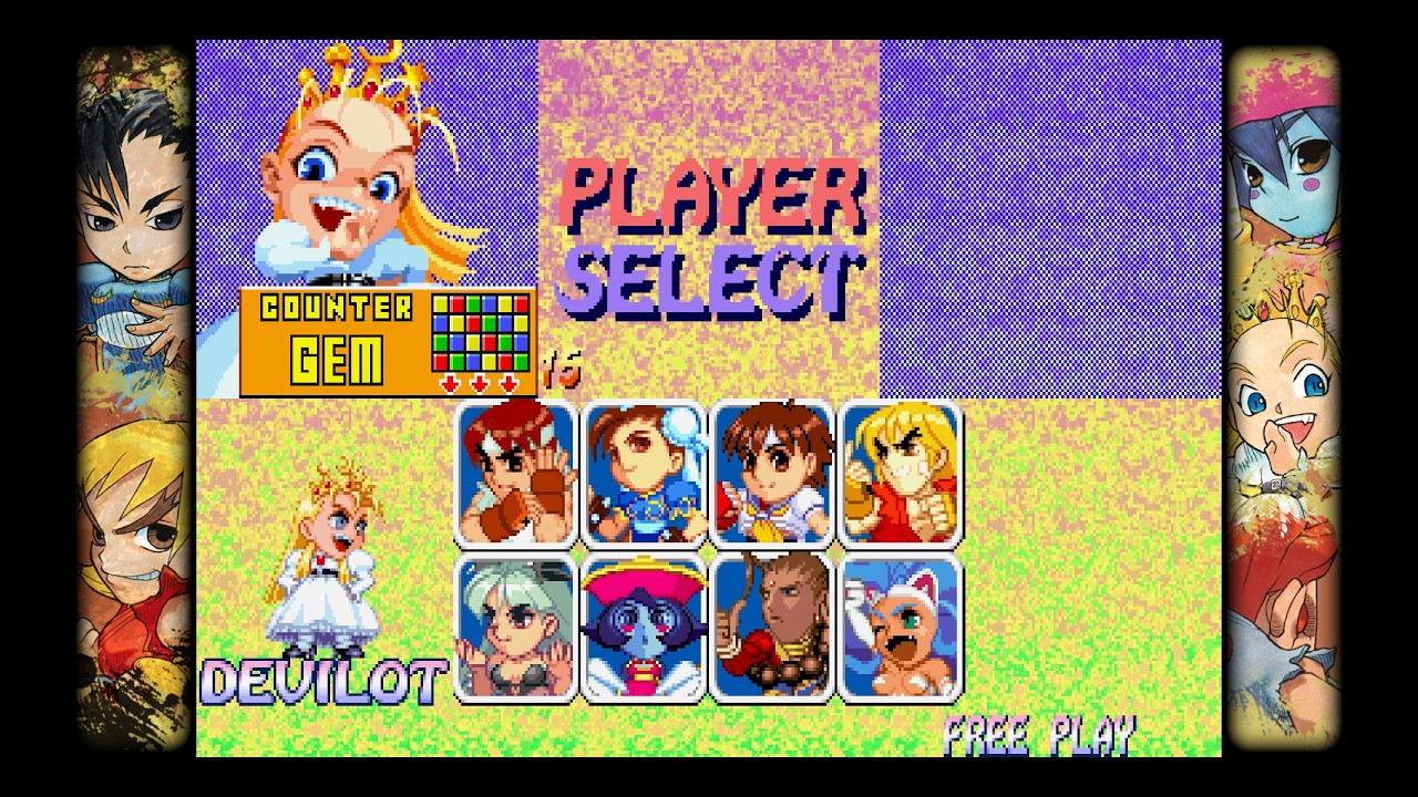 【ファイターとヴァンパイアがパズルで戦う】スーパーパズルファイターⅱxパズルのわががま娘　デビロット+乱入!!