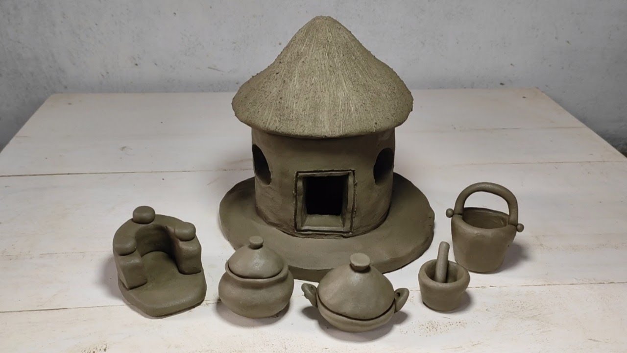 Amazing technique make handmade kitchen set with clay | primitive kitchen set | kitchen tools
