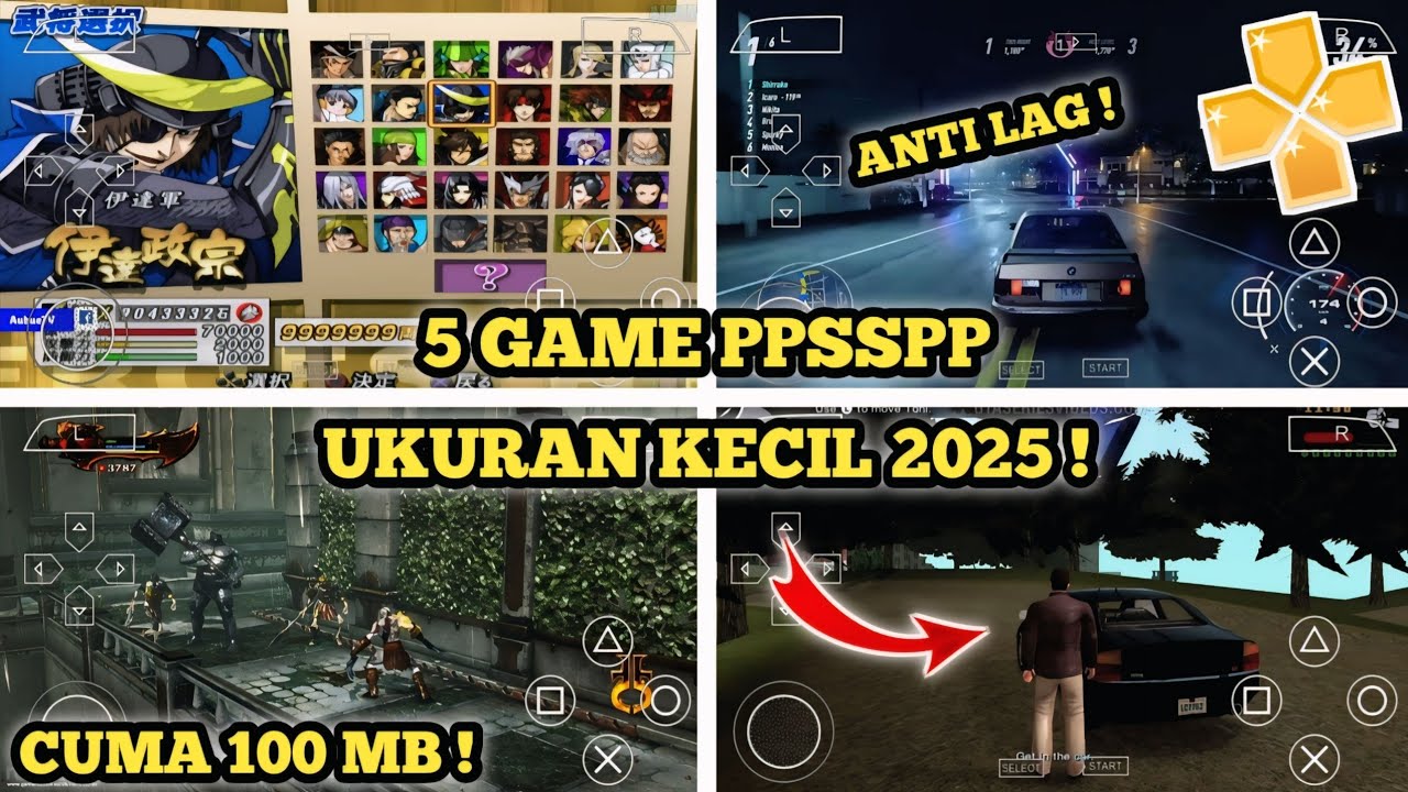 5 Game PPSSPP Ukuran Kecil TERBARU 2025 - Lancar di HP Kentang !