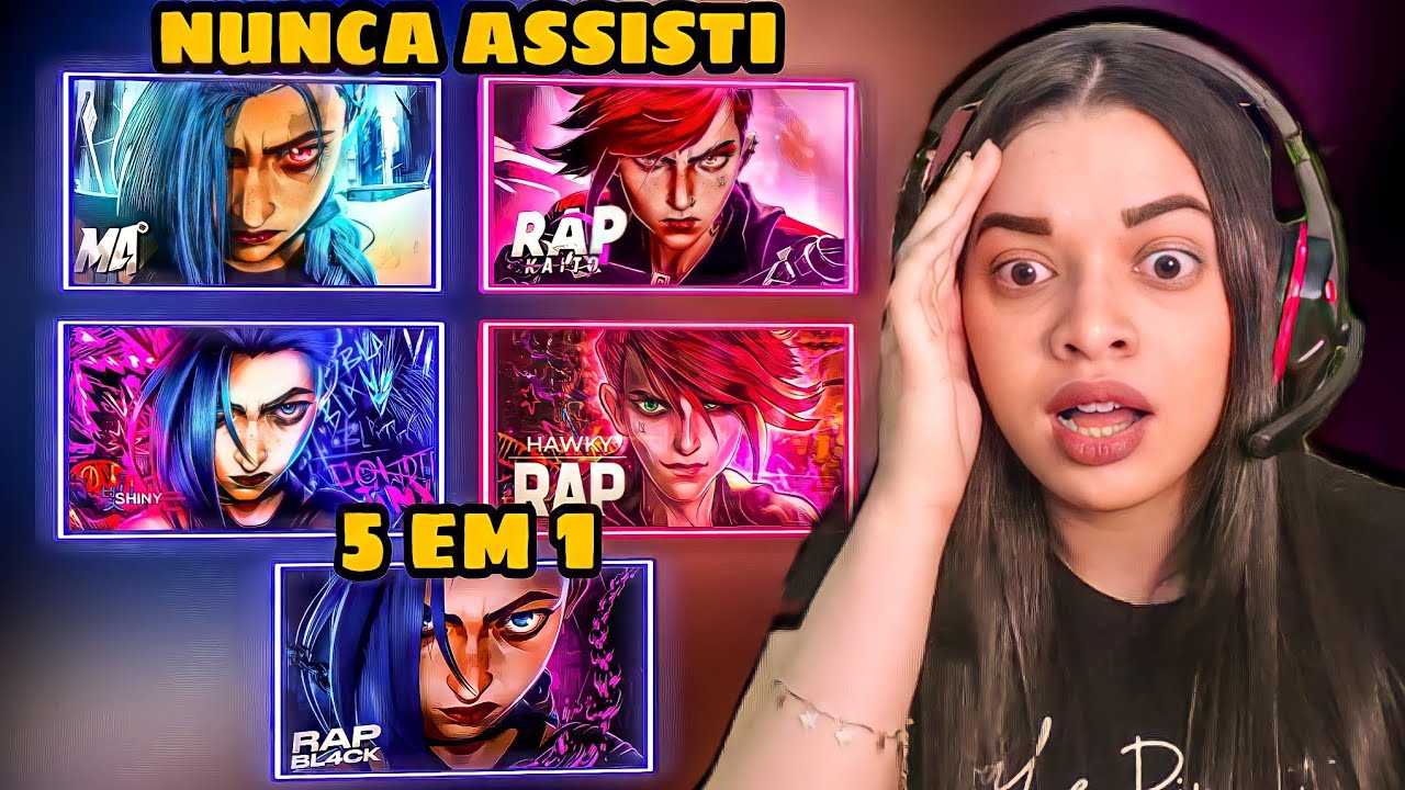 (5 em 1) ARCANE | REAGINDO ao Raps da Jinx e da Vi - M4rkin, Shiny, Yuri Bl4ck, Kaito e Hawky