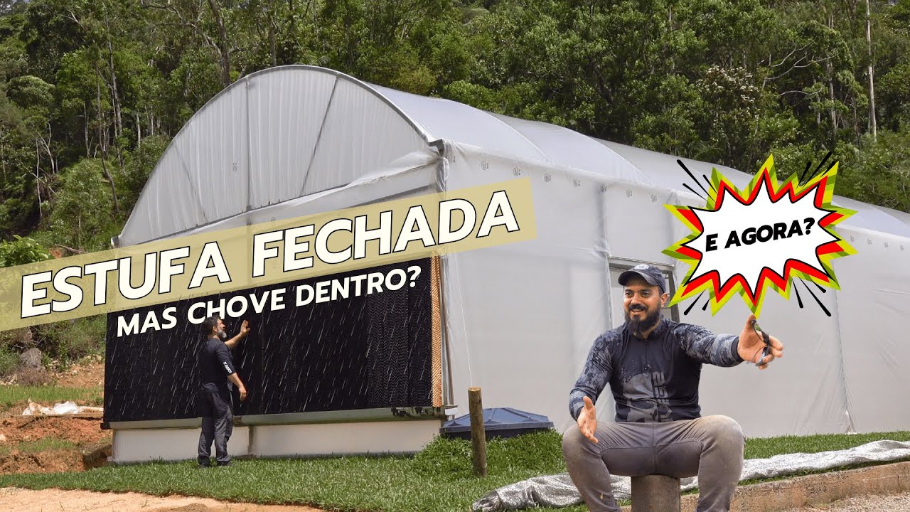Fechamos a estufa hidroponica com lona e cortina úmida! Ep.10