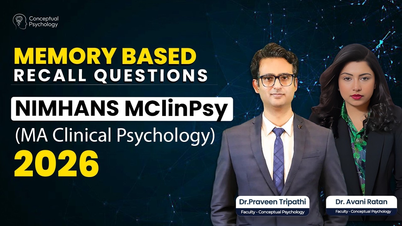 NIMHANS Clinical Psychology Entrance Exam 2026 | Memory-Based Recall Questions Explained