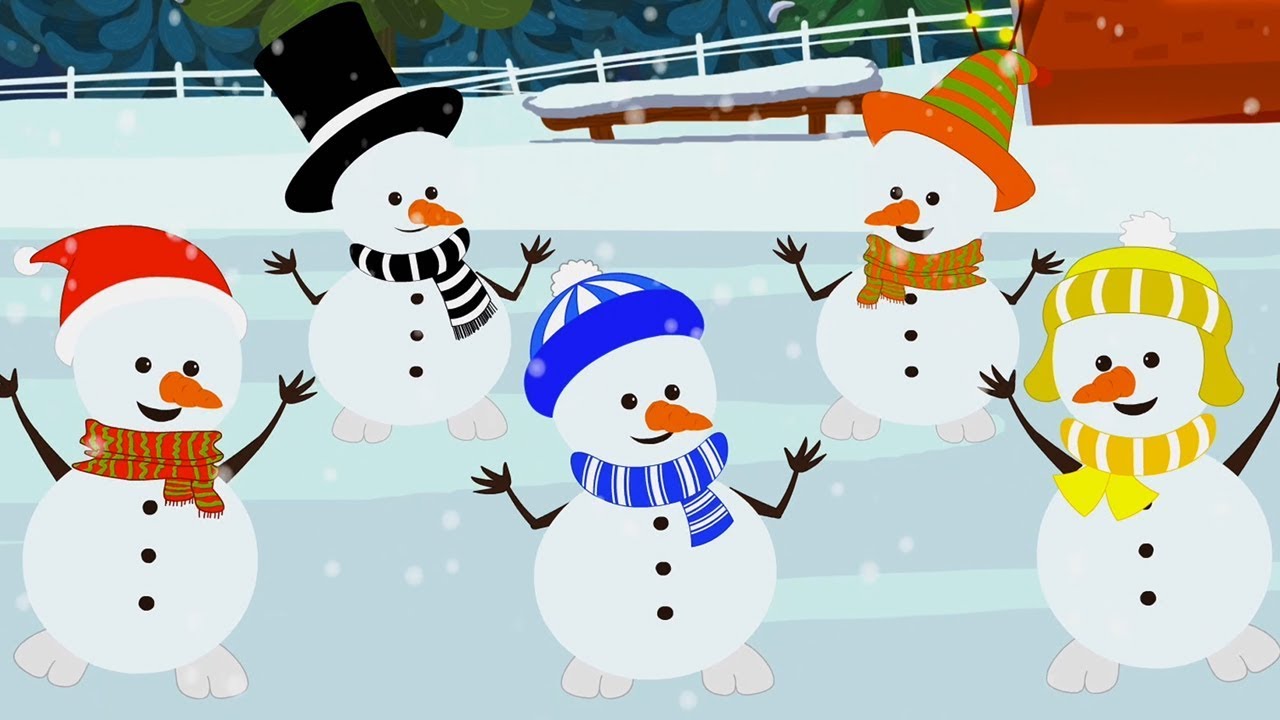 cinque piccolo pupazzo neve | saltando canzone | canzone invernale | Five Little Snowman | Xmas Song