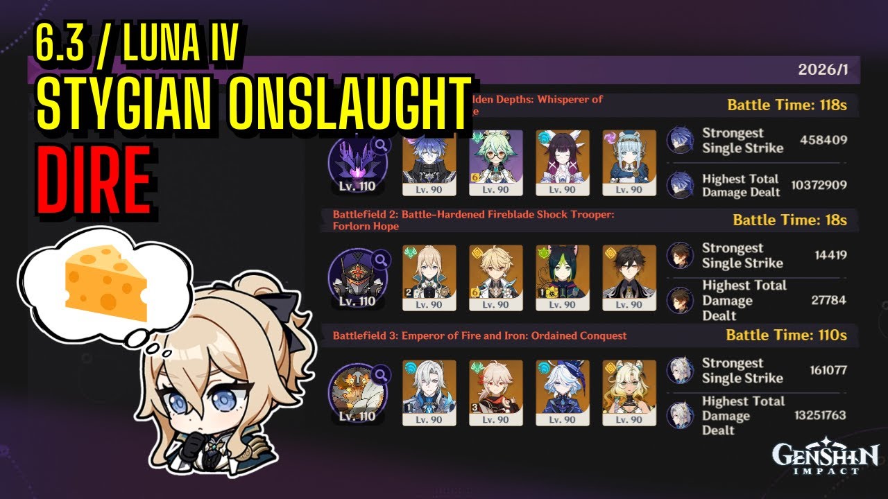 6.3 Stygian Onslaught DIRE Difficulty 6 (Mobile Clear) | C0R1 Flins, Jean cheese, C1R1 Neuvillette