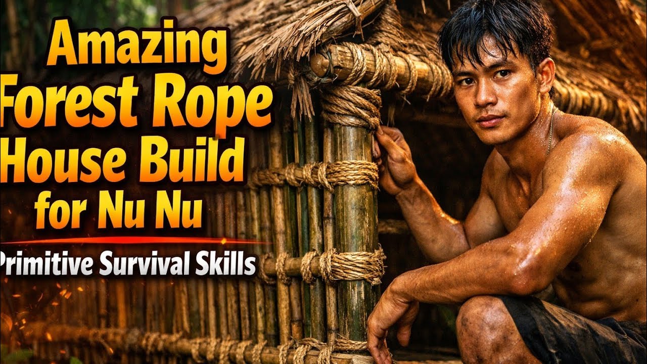Amazing Forest Rope House Build for Nu Nu | Primitive Survival Skills