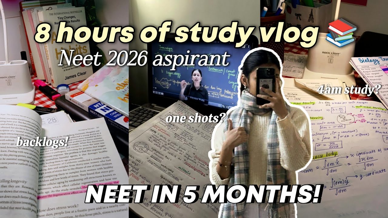 8 hours of study vlog 😱📚🔥 Neet 2026 Aspirant #neet2026 #neetaspirant #studyvlog 
