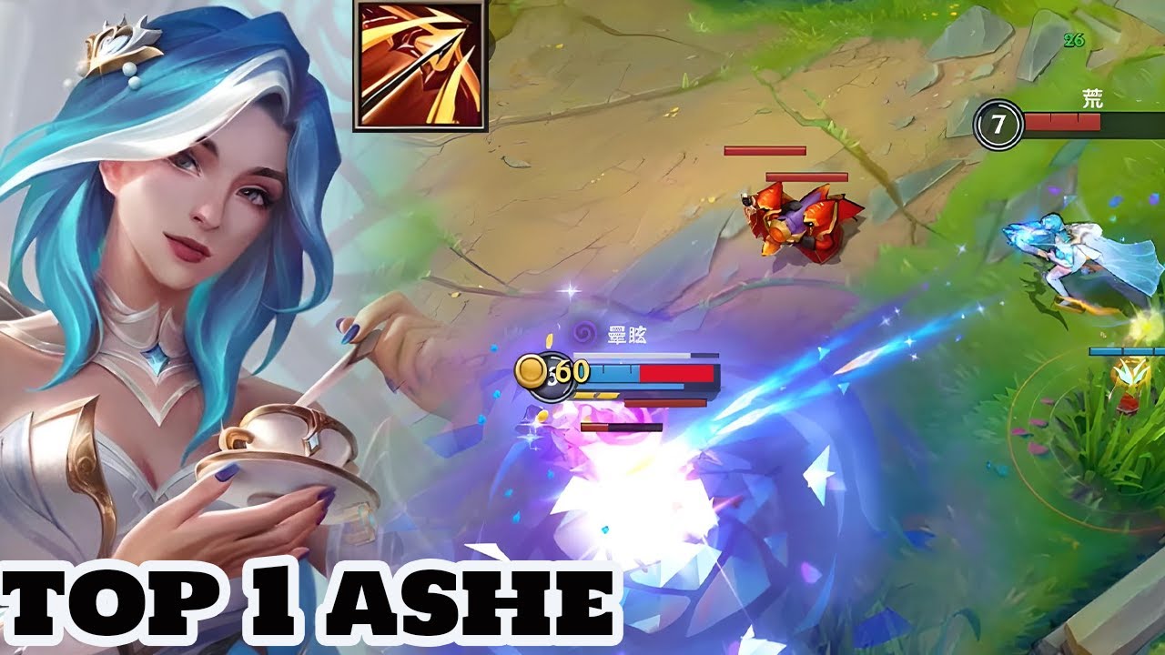 Wild Rift ashe  -  top 1 ashe Crystal Rose Skin Gameplay Rank
