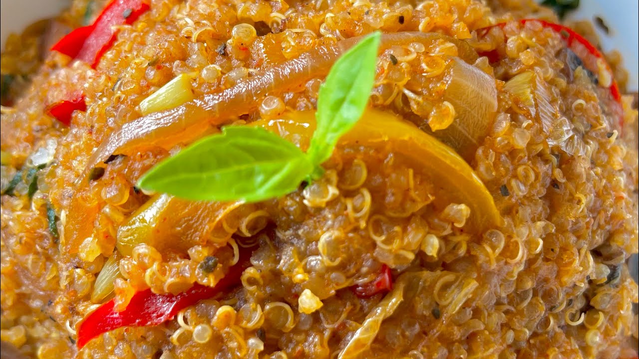 Fried  alkaline vegan basil quinoa