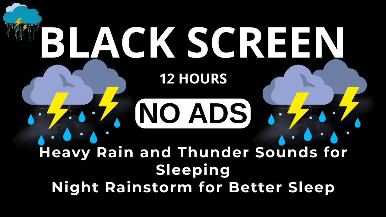 🔴 Heavy Rain & Thunder Sounds ⛈️| Black Screen - Deep Sleep, Relaxation & Stress Relief, Live Stream