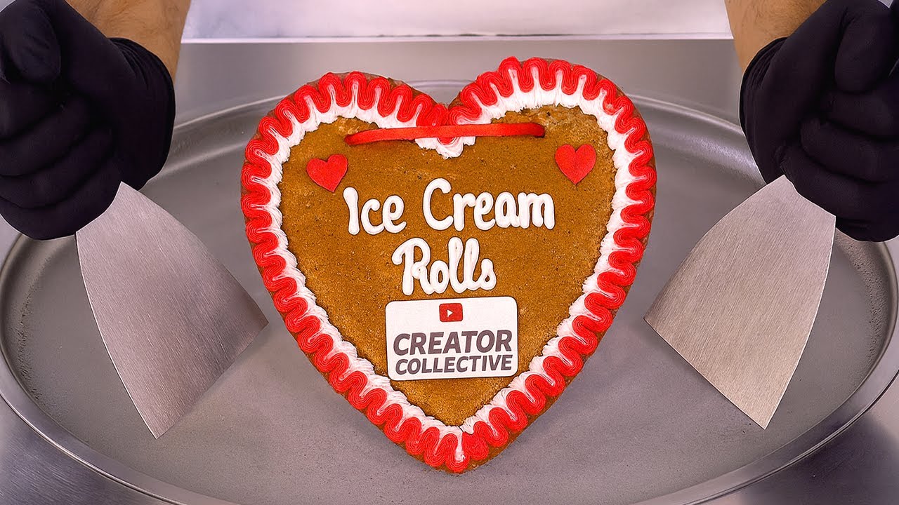 I Roll A Gingerbread Heart Into Ice Cream Rolls | ASMR